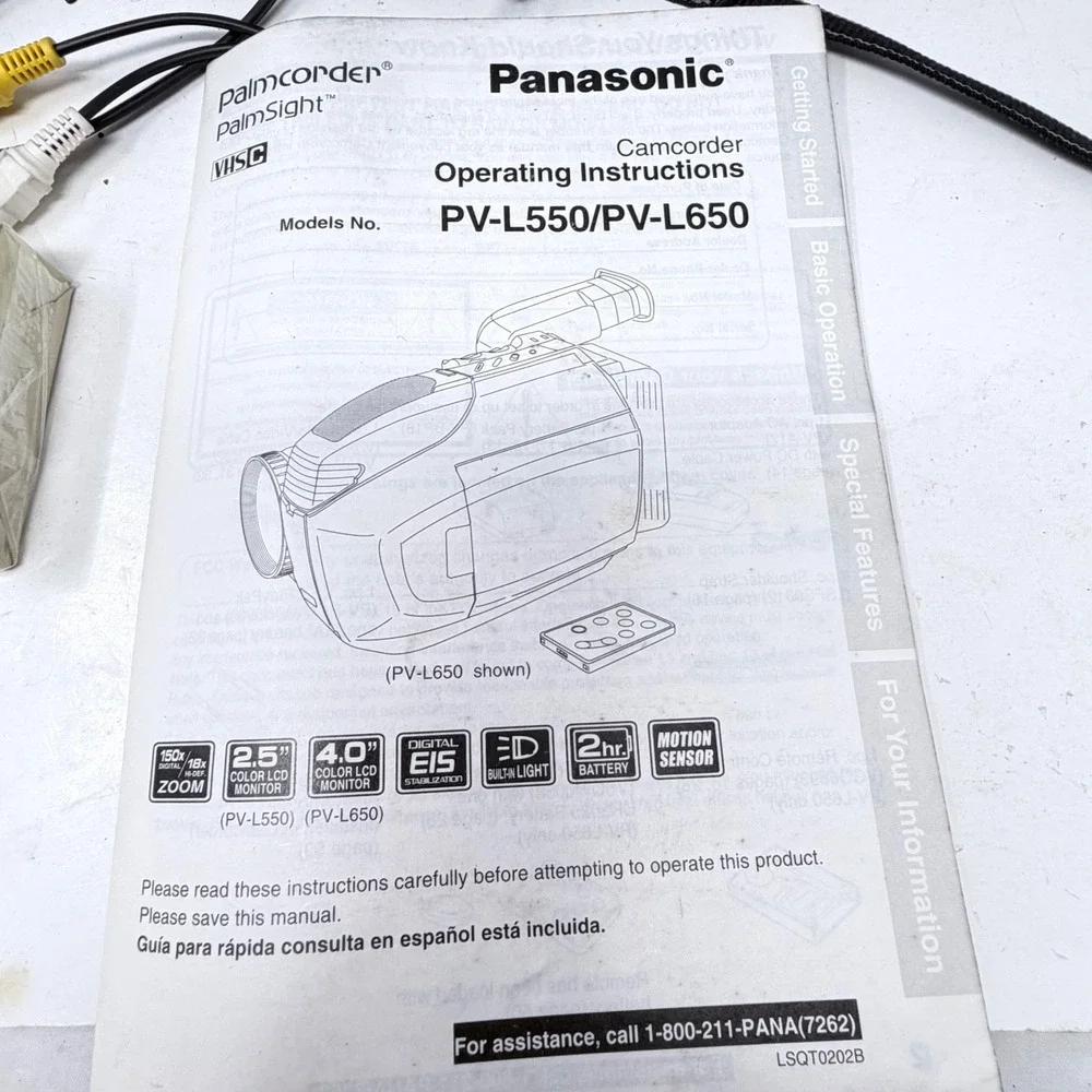 Panasonic Palmcorder PV-L650D VHS-C Camcorder Bundle AC Adapter Remote Tapes